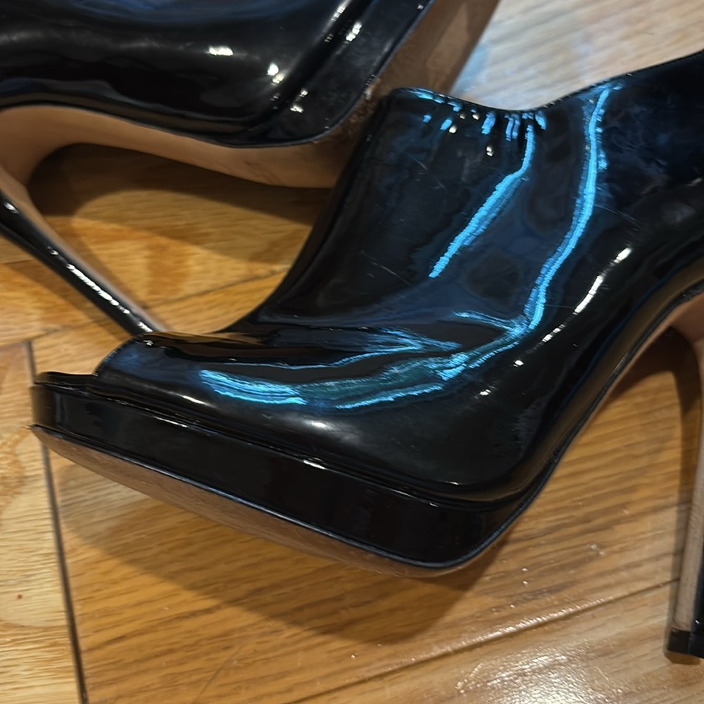 JIMMY CHOO black patent peep toe leather heels shoes booties - Picture 12 of 15